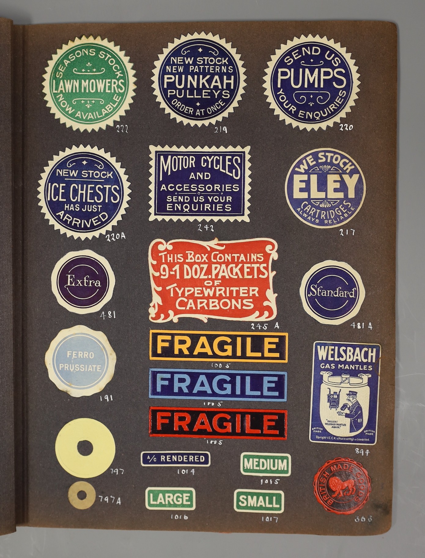 A book of collectors sample labels